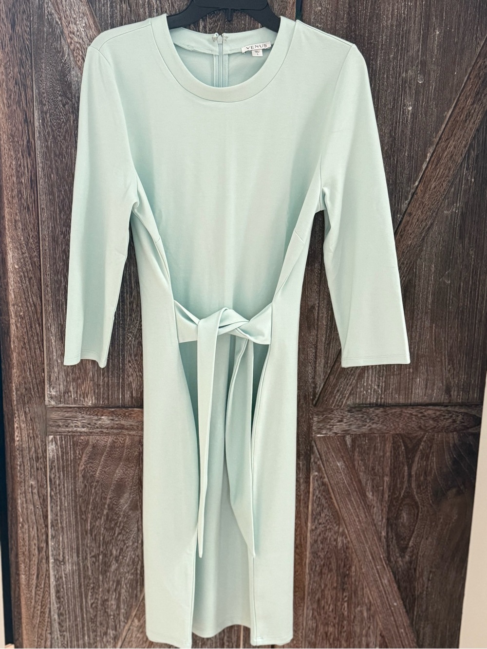 VENUS Light Mint Tie-Front Midi Dress